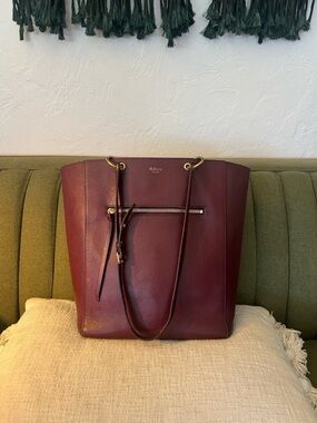 Mulberry Large Maple Tote in Burgundy Goatskin Leather. w Purple Pouch. Rare.